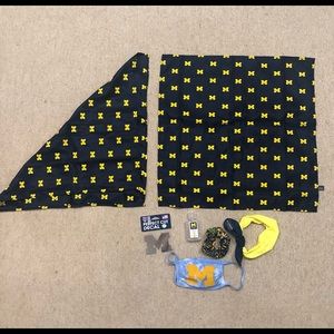University of Michigan UMich tailgate lot w hair bands, bandana, car decal, mask